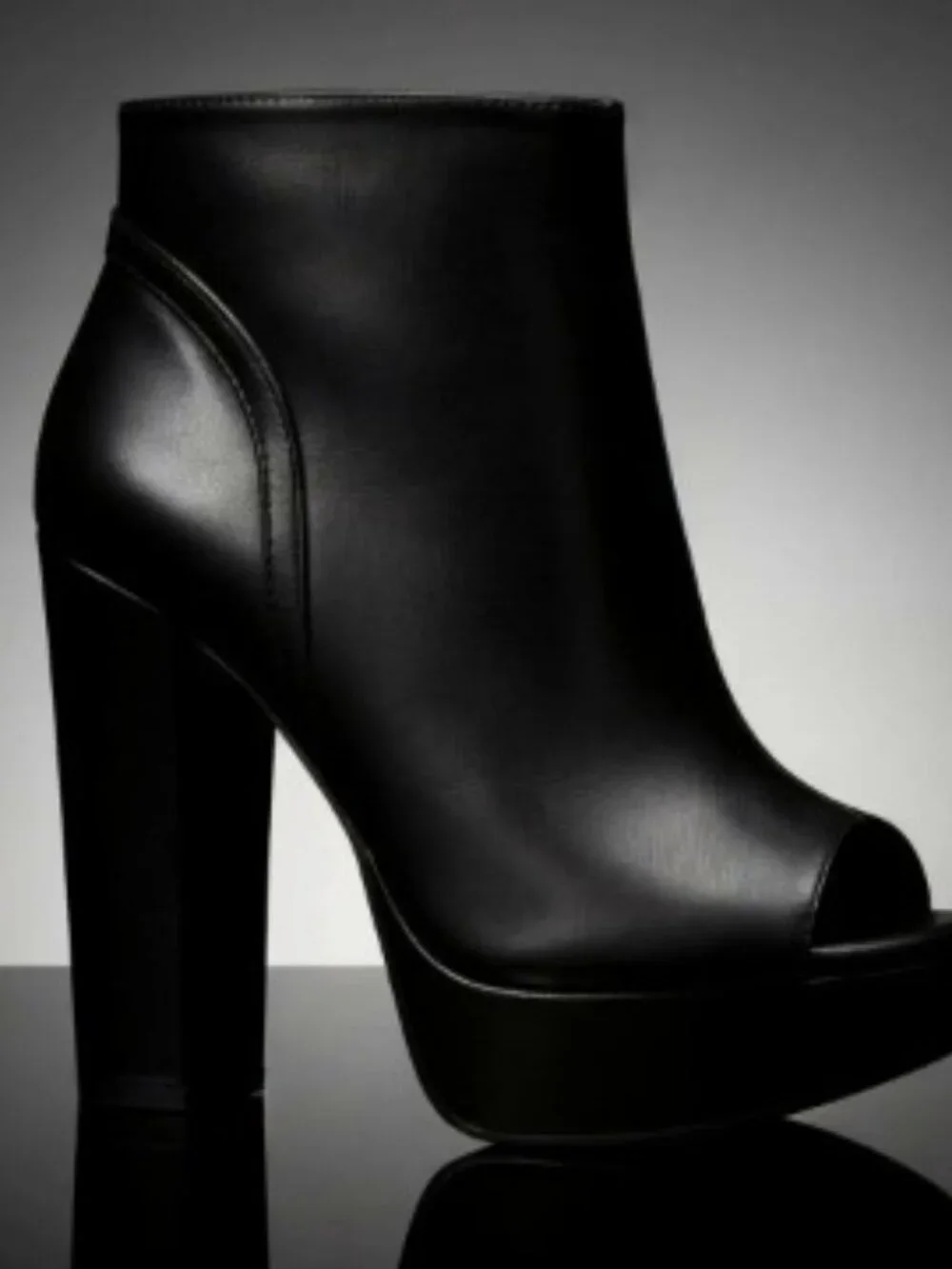 Peep Toe Ankle Boots with Chunky Heel Platform Back Zip